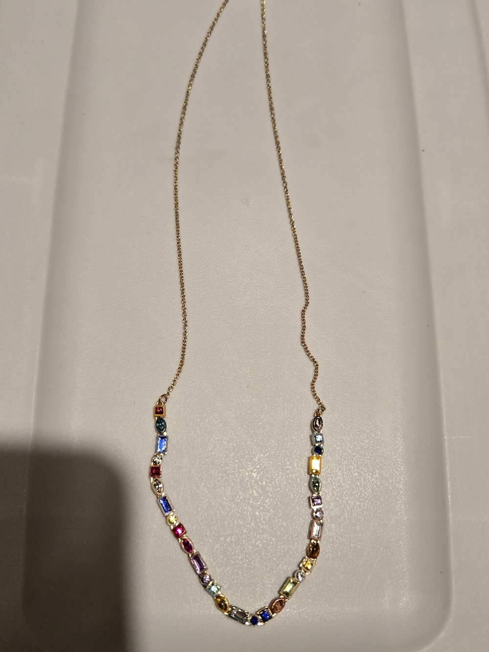 Kurt Geiger Gold Multicolor Crystal Chain Necklace